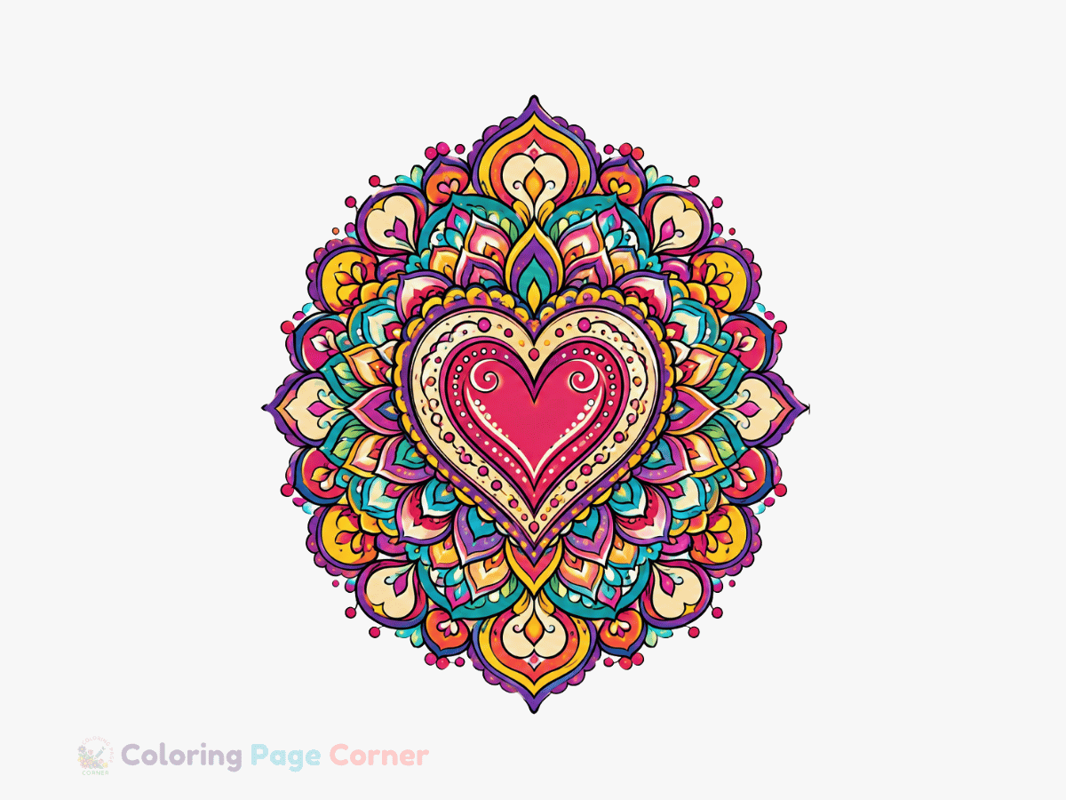 Heart Mandala Coloring Page for Kids