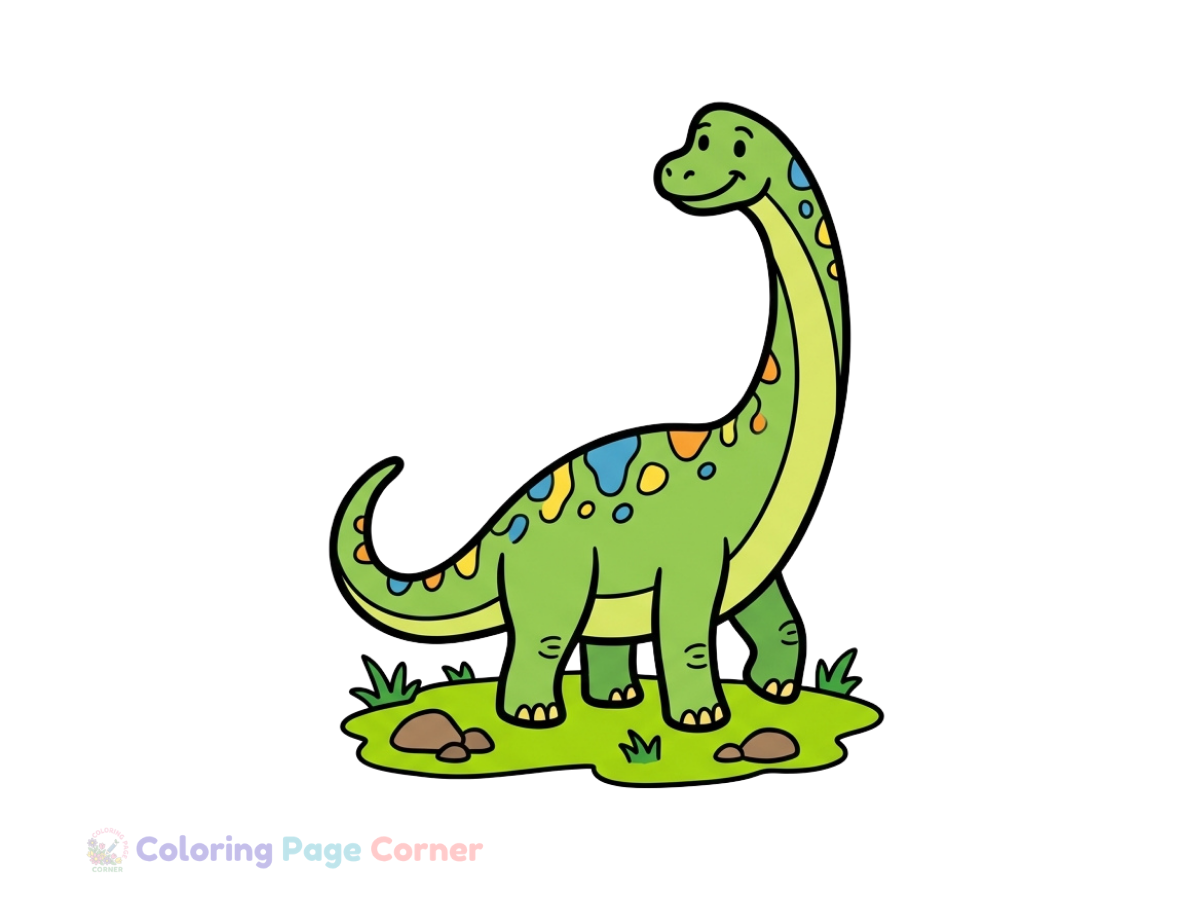 Long-Necked Brachiosaurus Coloring Page for Kids