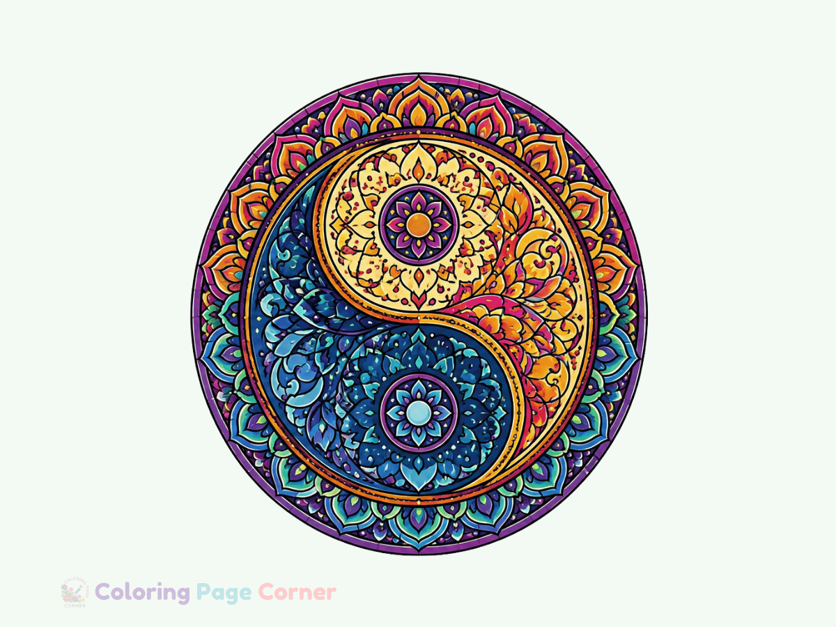 Free Yin Yang Mandala Coloring Page