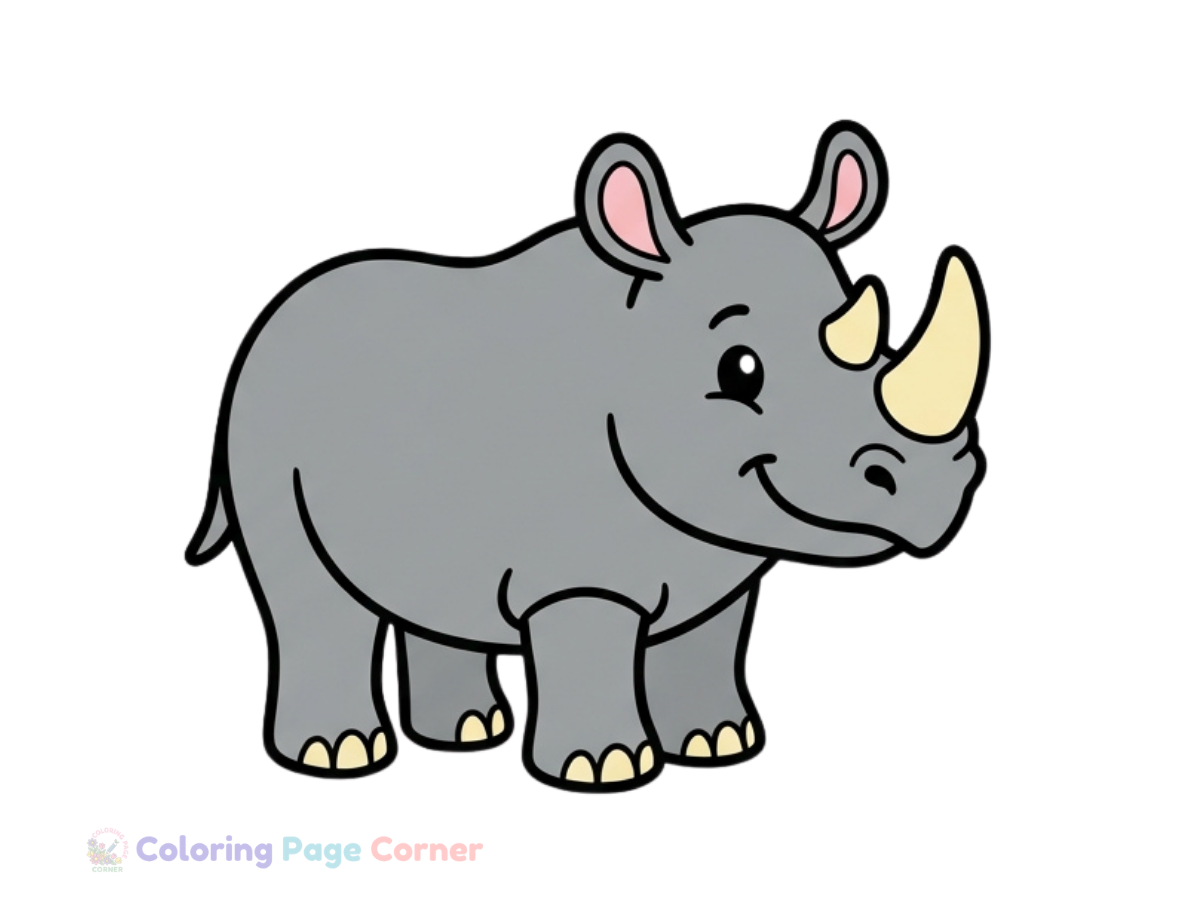 Rhino in the Wild Coloring Page for Kids