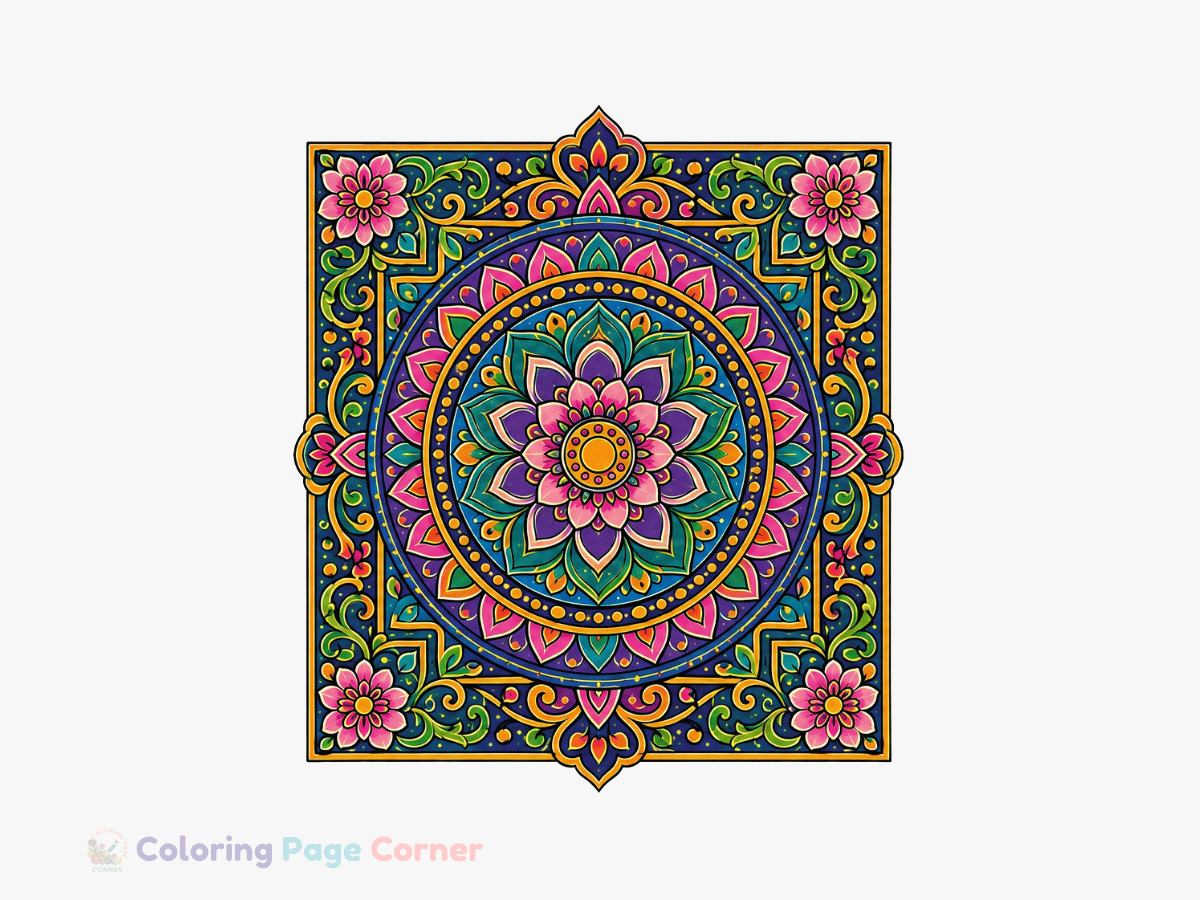 Free Ornamental Border Mandala Coloring Page