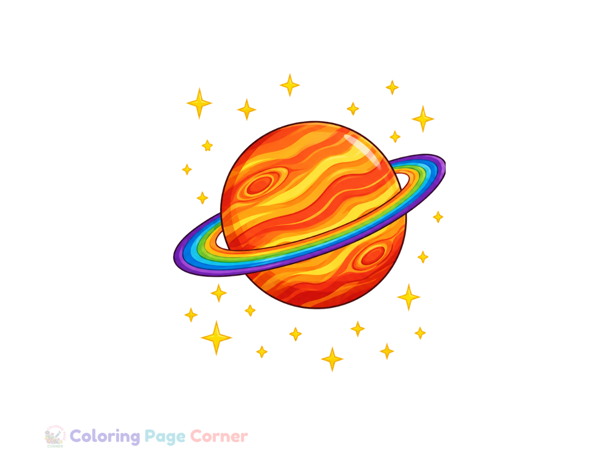 Printable Ringed Gas Giant Coloring Page