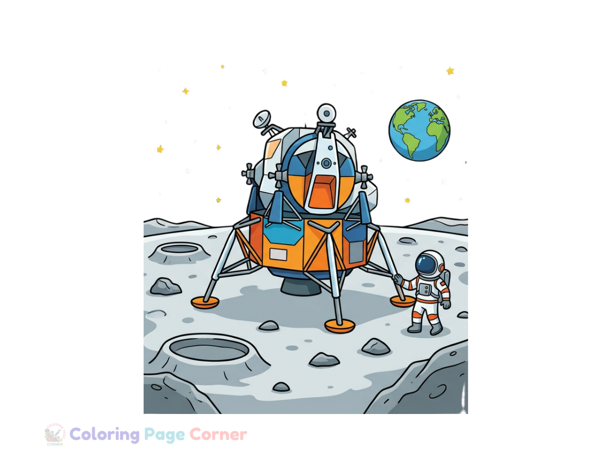 Free Moon Lander Coloring Page