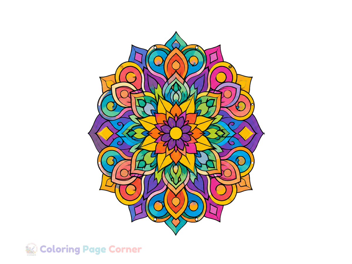 Printable Kaleidoscope Mandala Coloring Page
