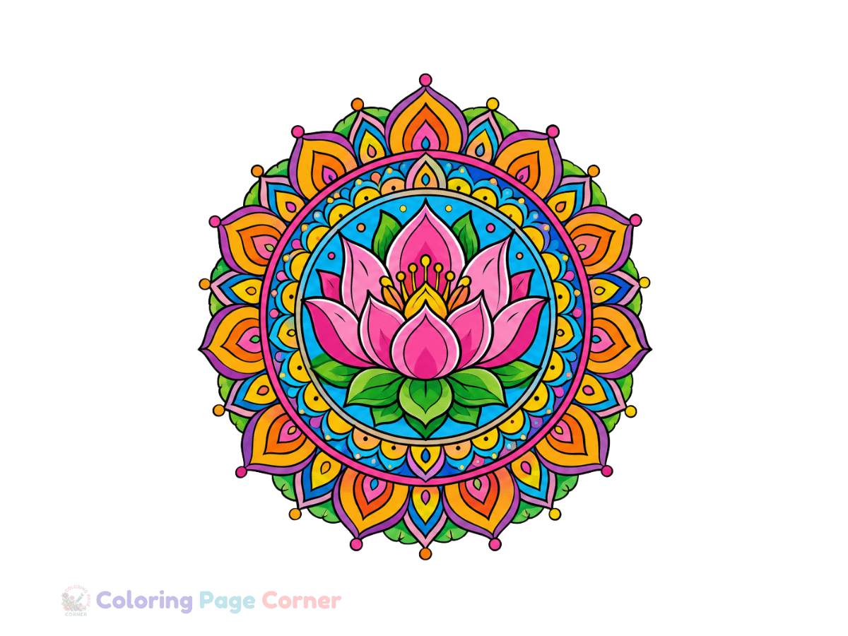 Free Lotus Flower Mandala Coloring Page