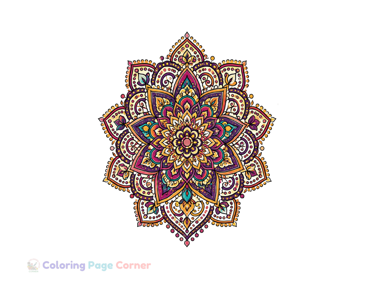 Henna Style Mandala Coloring Page for Kids