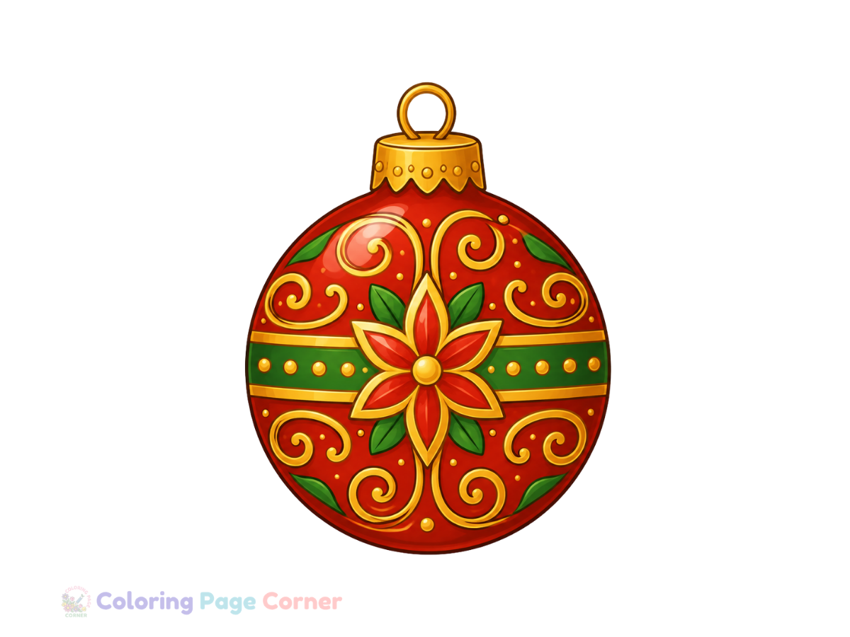 Printable Festive Ornament Ball Coloring Page