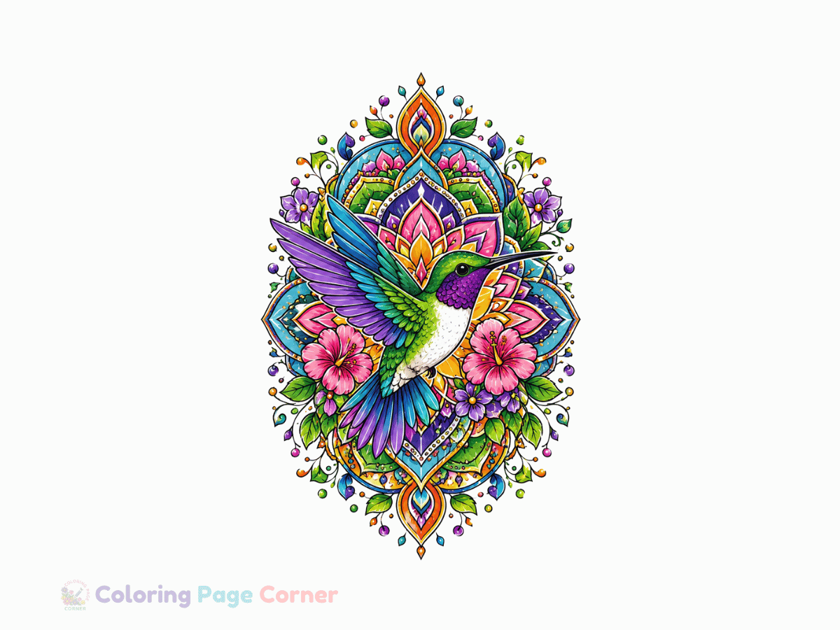 Free Hummingbird Mandala Coloring Page