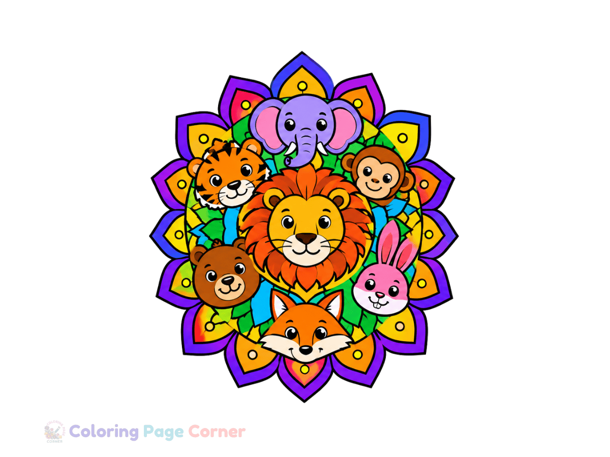 Animal Totem Mandala Coloring Page