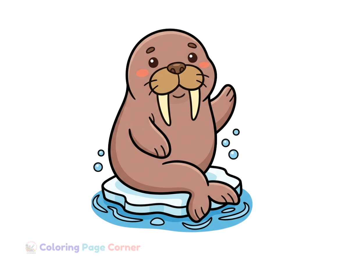Free Walrus on an Ice Floe Coloring Page