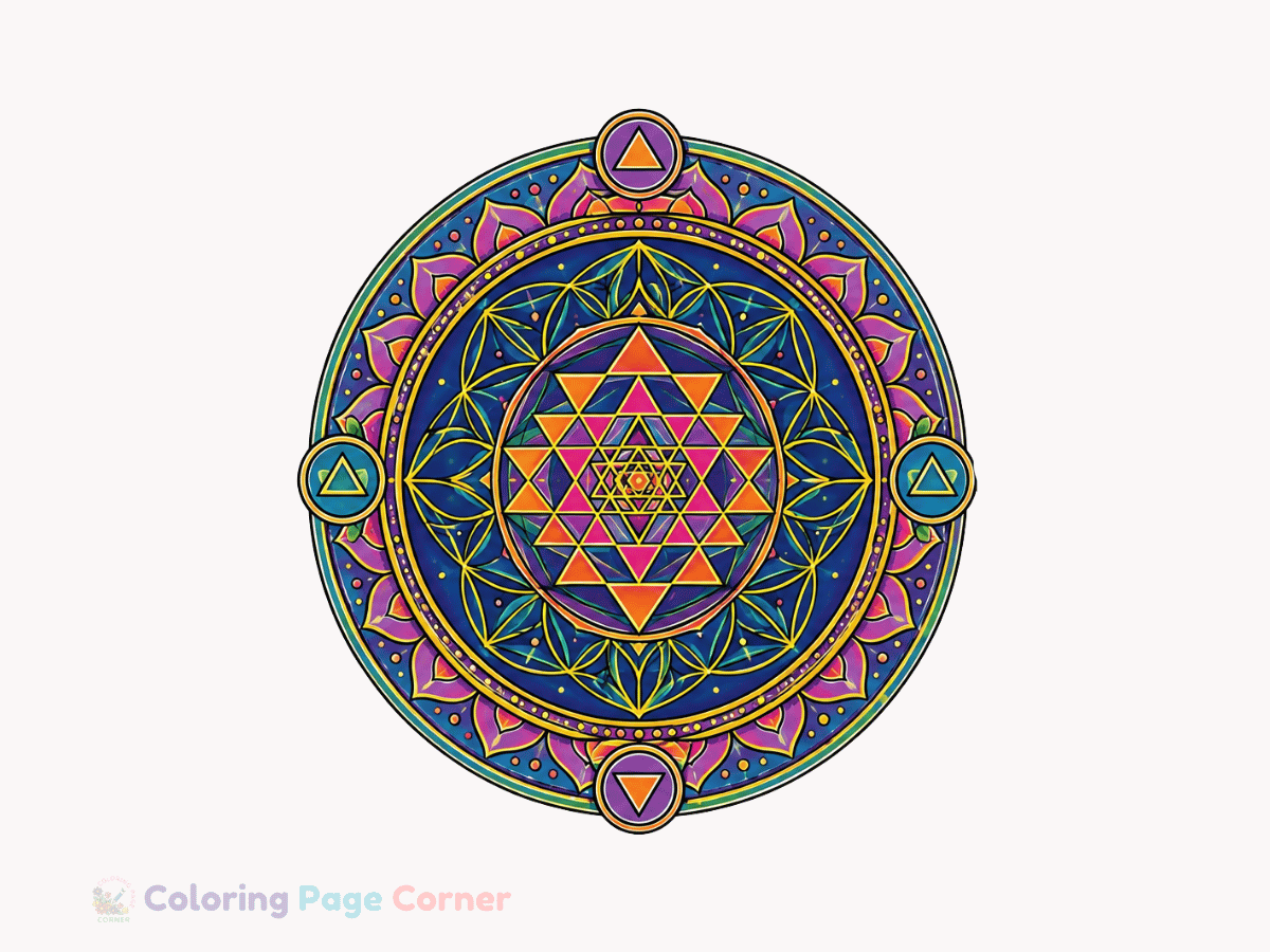 Sacred Geometry Mandala Coloring Page for Kids