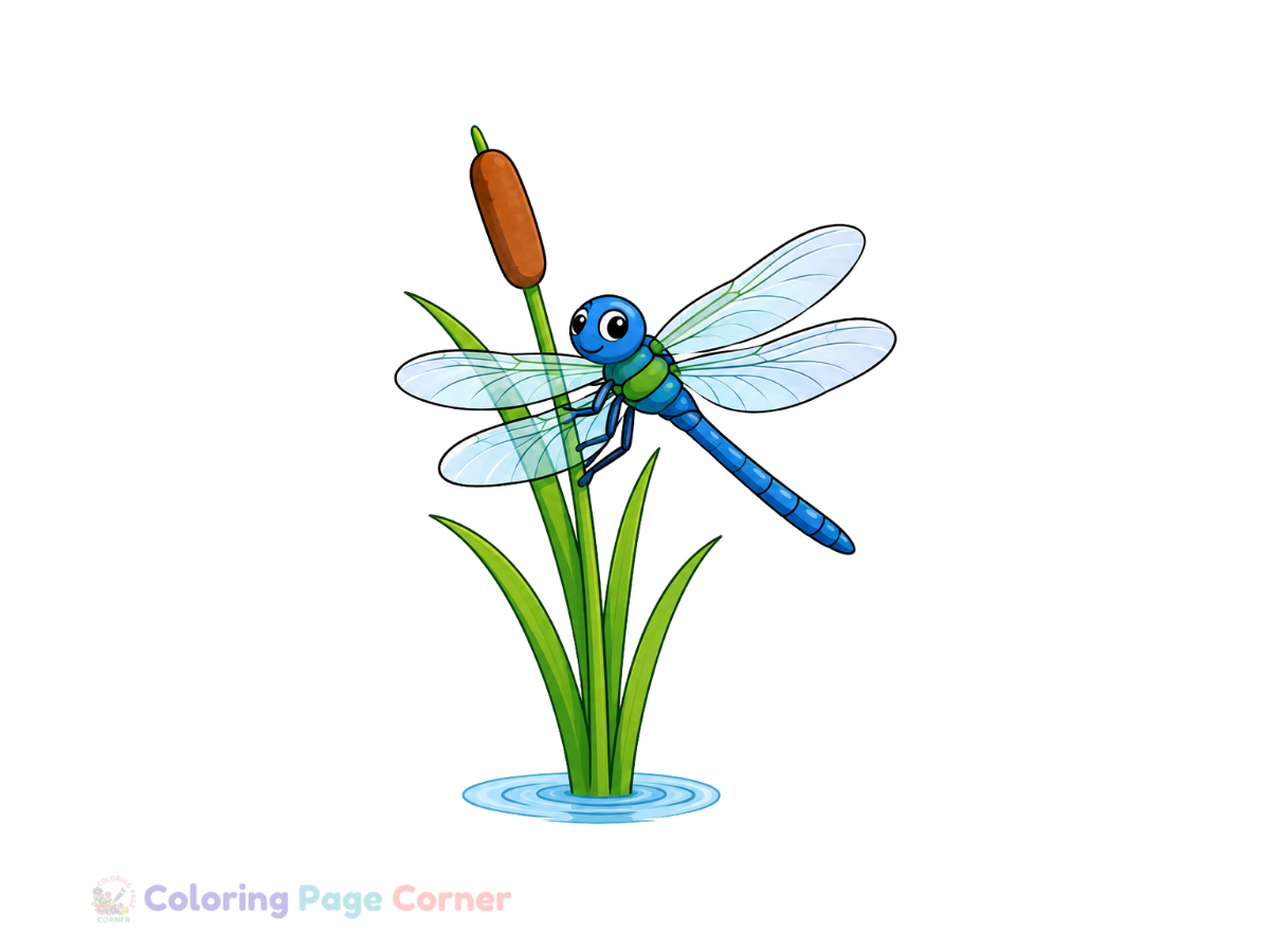 Printable Sparkling Dragonfly Coloring Page