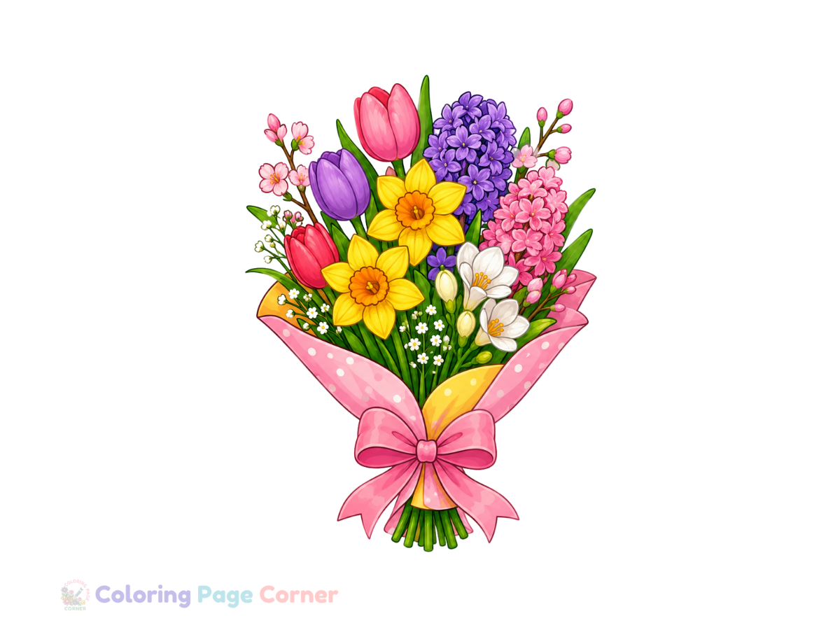 Free Spring Festival Flowers Coloring Page