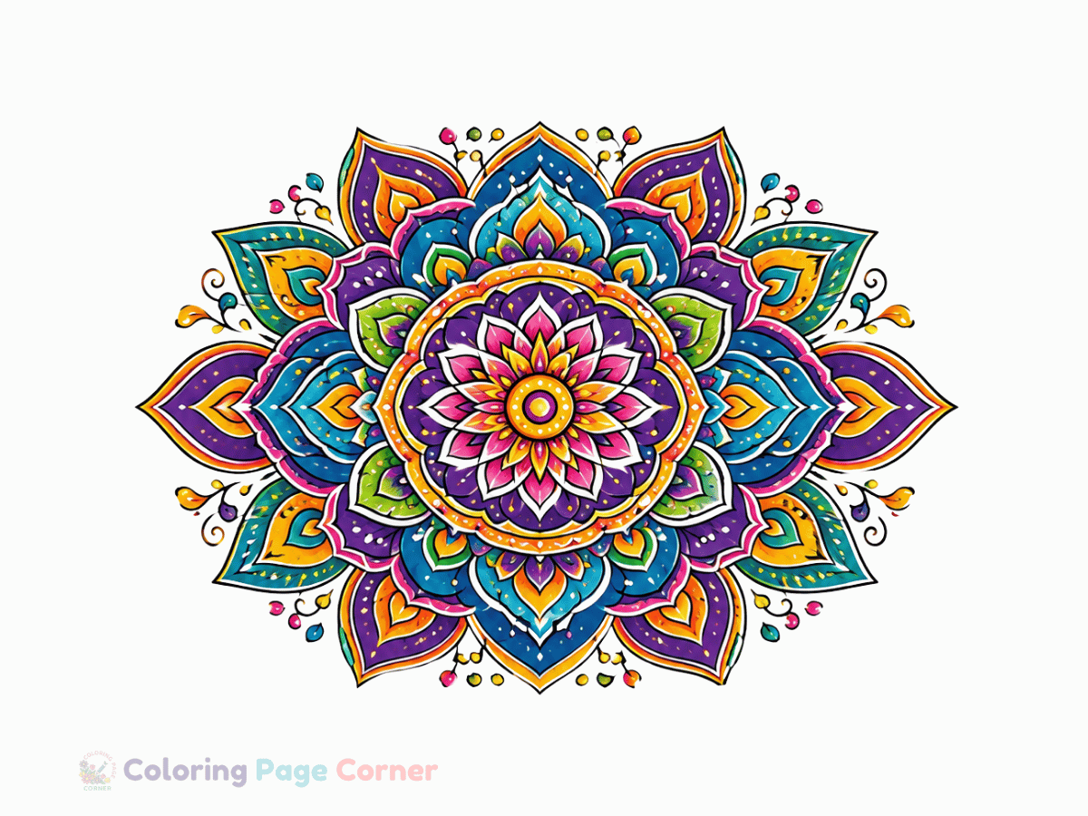 Printable Rangoli Style Mandala Coloring Page