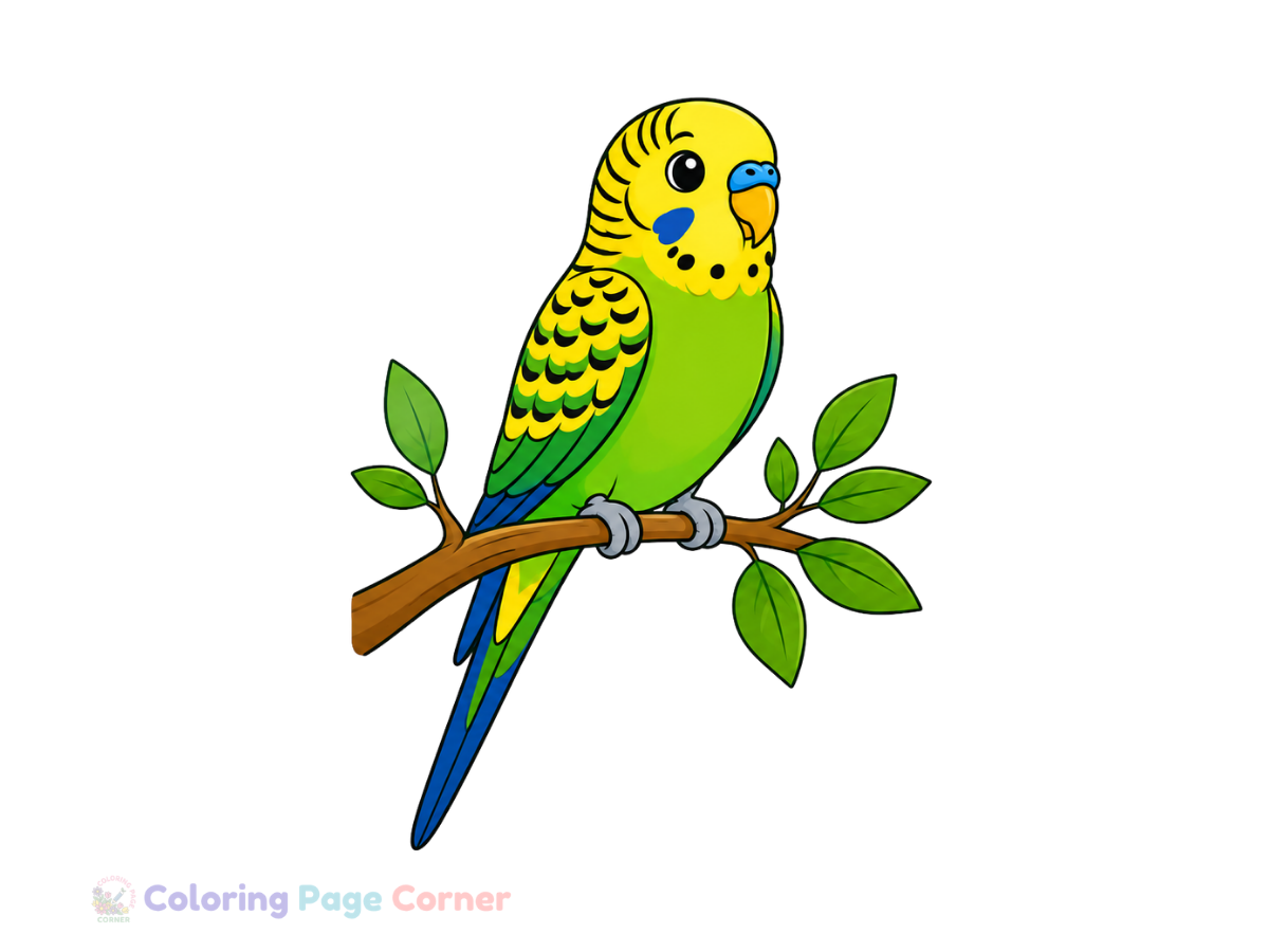 Free Parakeet on a Branch Coloring Page