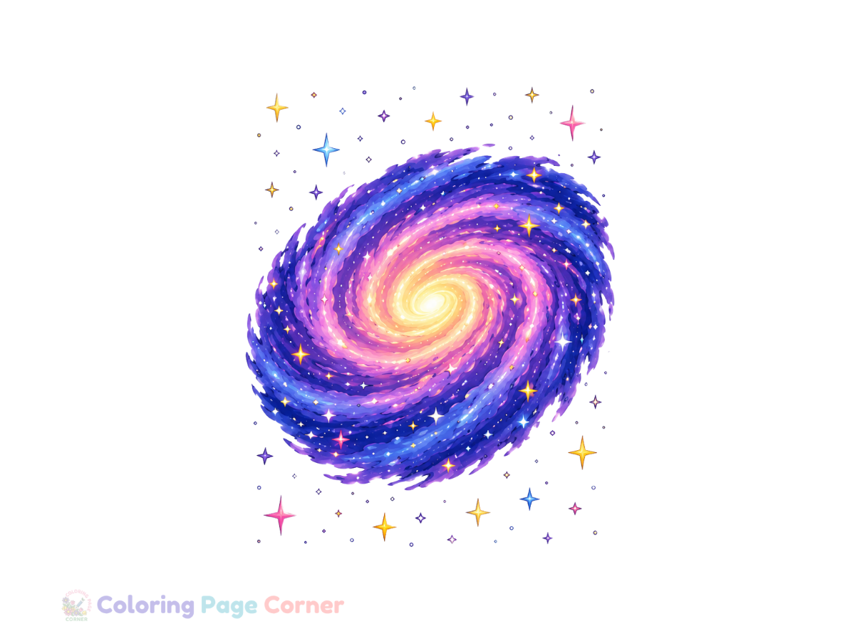 Printable Spiral Galaxy Coloring Page