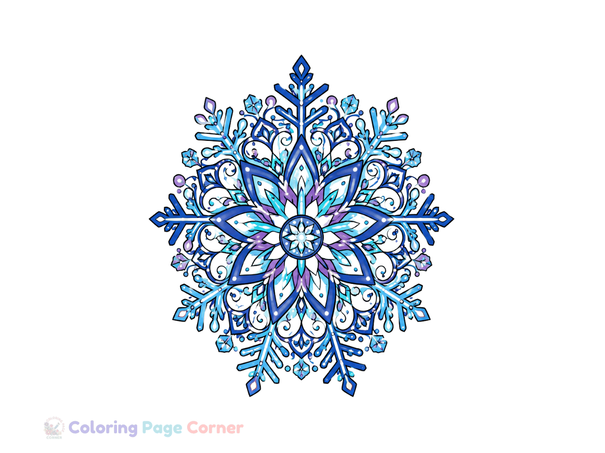 Printable Snowflake Mandala Coloring Page