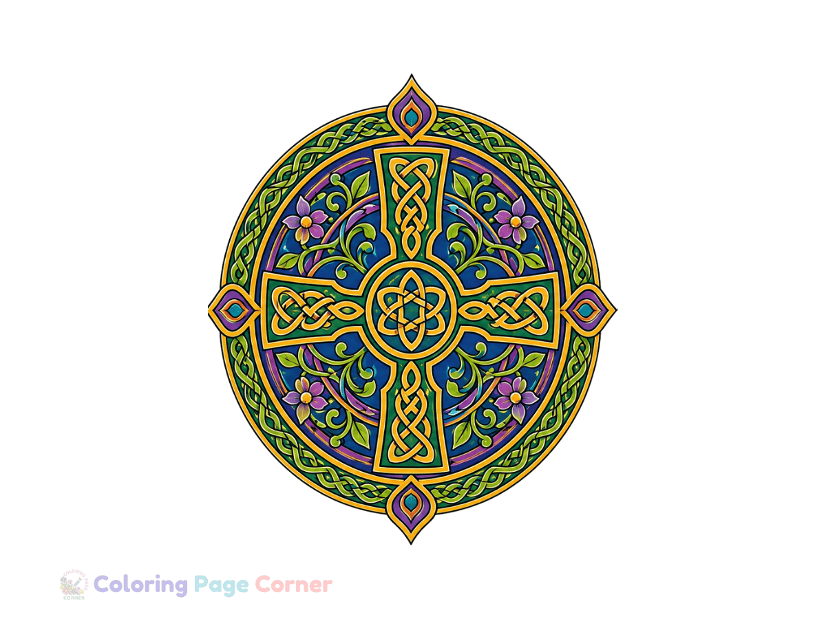 Celtic Cross Mandala Coloring Page