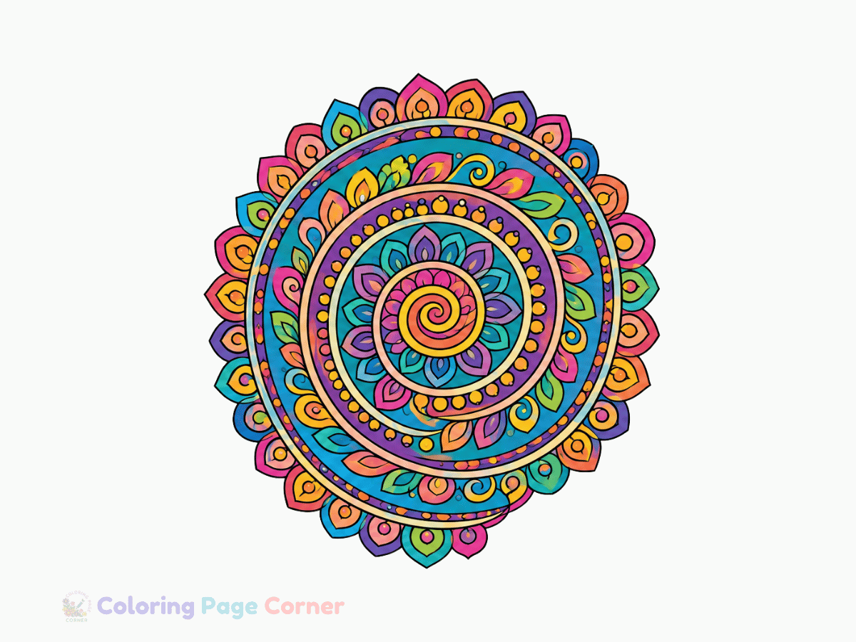 Spiral Mandala Coloring Page for Kids
