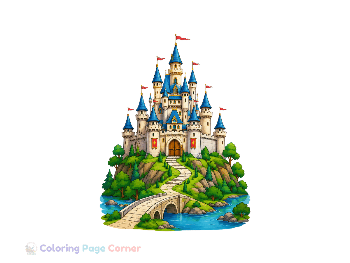 Printable Enchanted Castle Coloring Page
