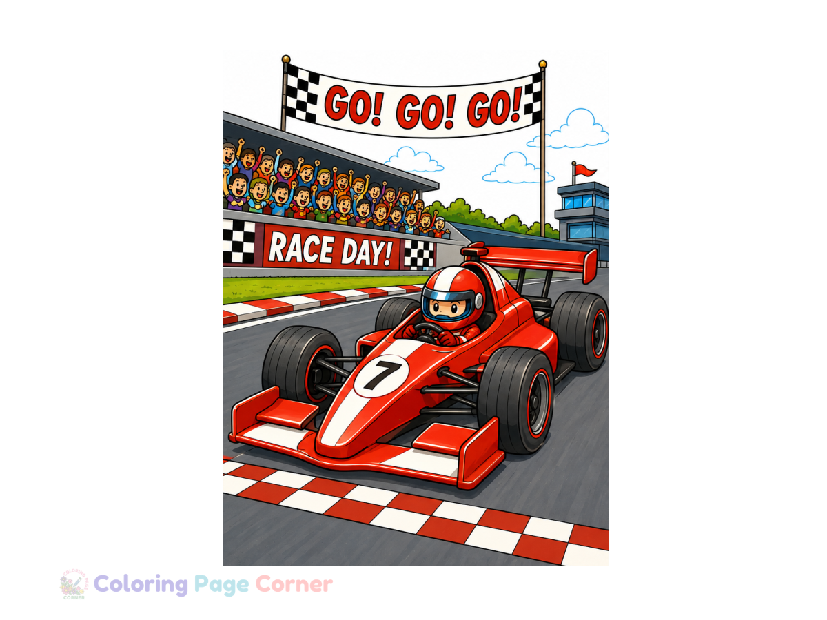 Race Car Coloring Page Coloring Page for Kids