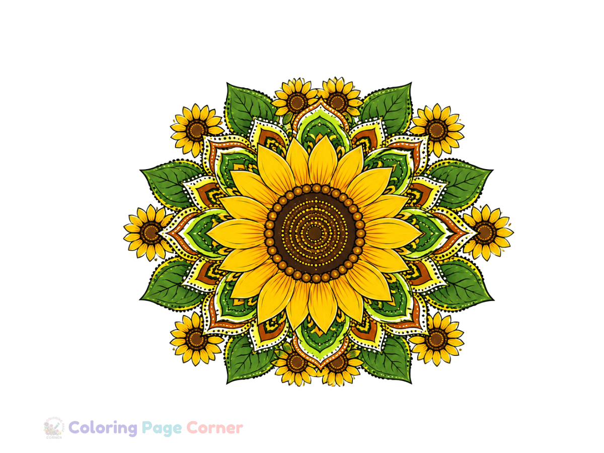 Printable Sunflower Mandala Coloring Page