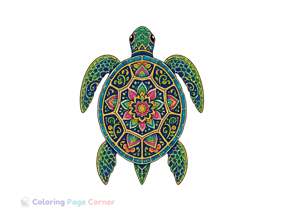 Free Turtle Shell Mandala Coloring Page