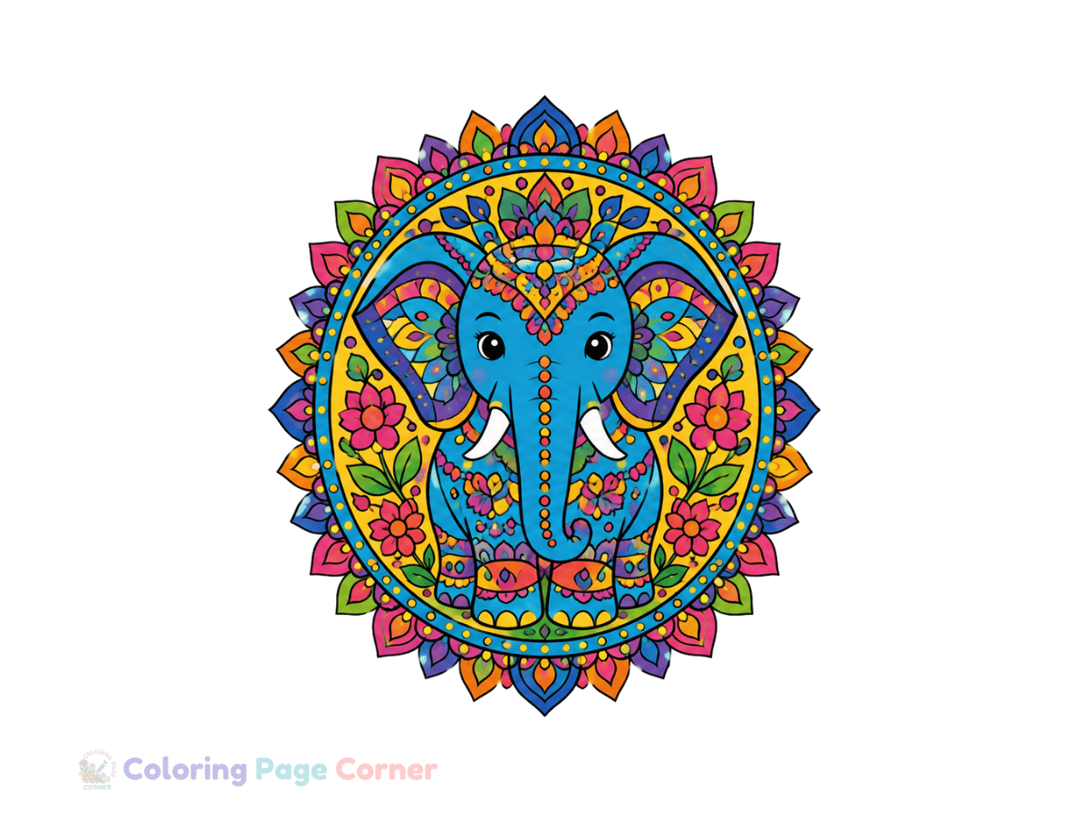 Elephant Mandala Coloring Page