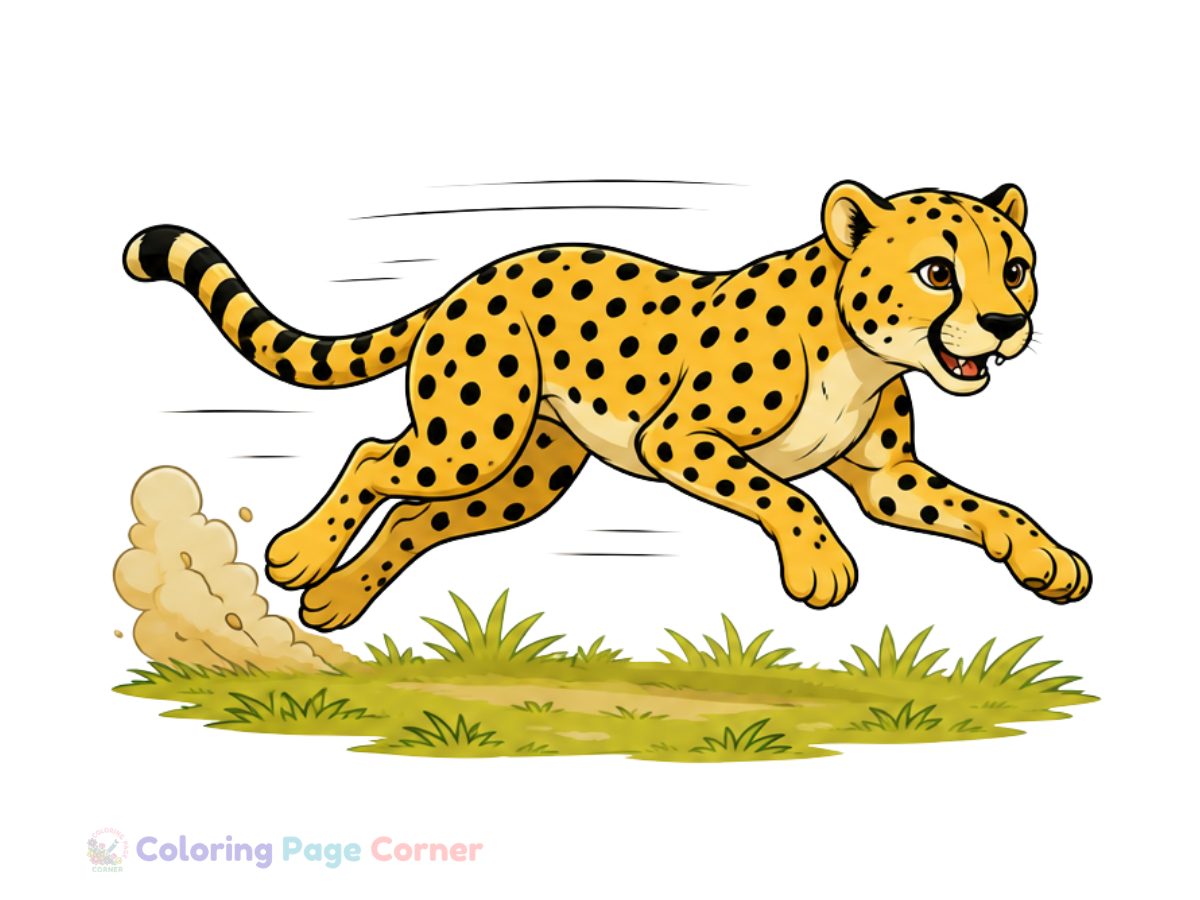 Cheetah Running Coloring Page