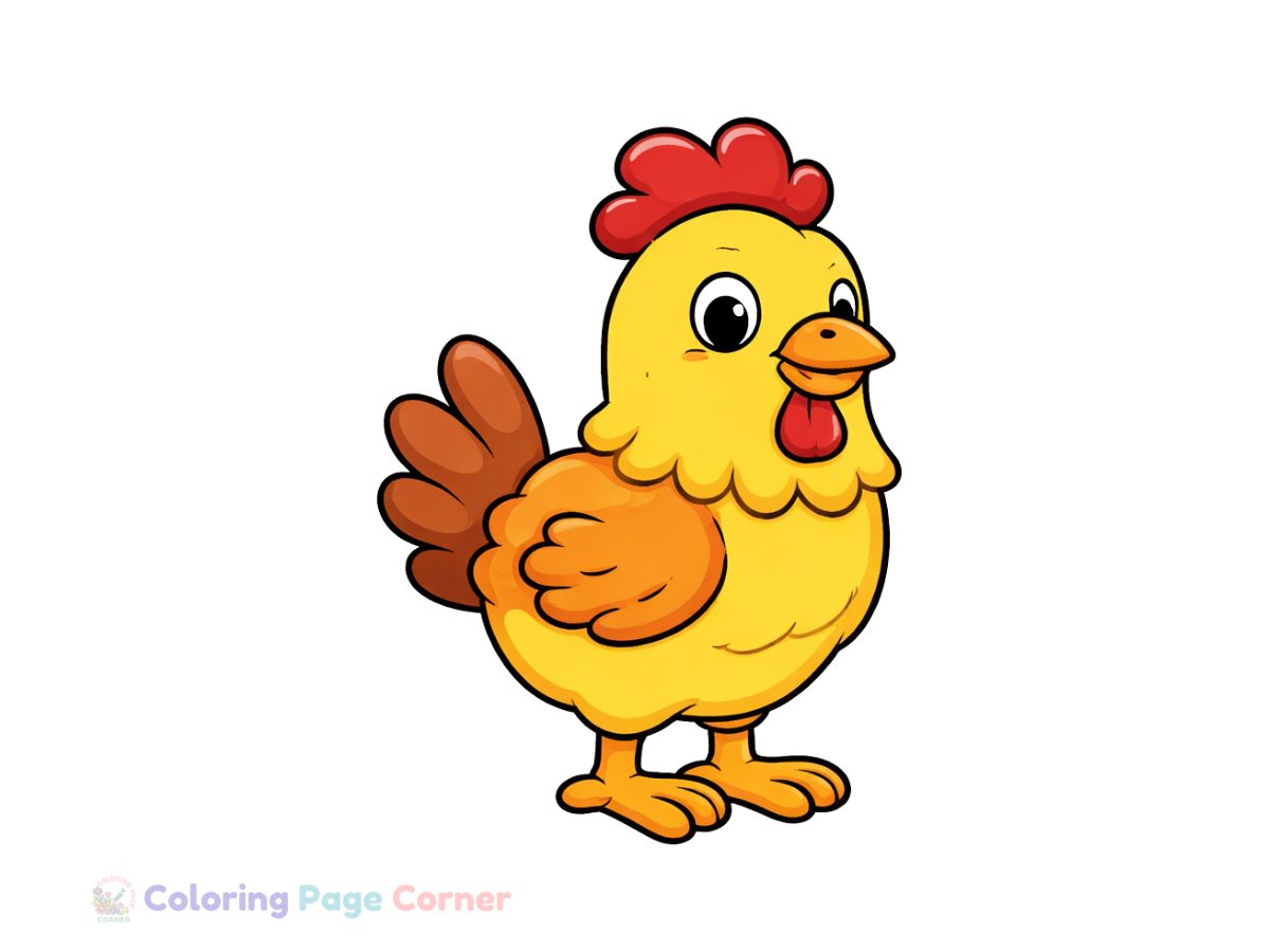Farm Chicken Coloring Page for Kids