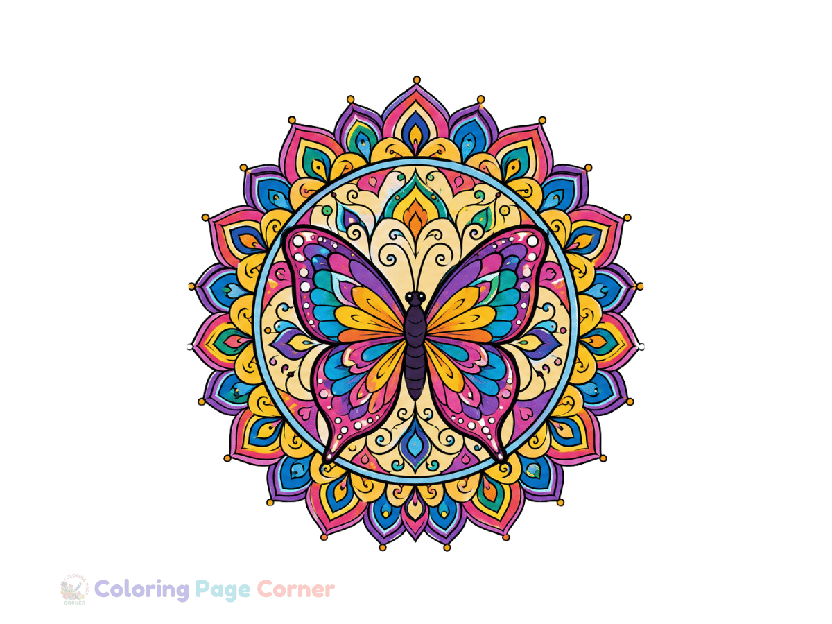 Butterfly Mandala Coloring Page