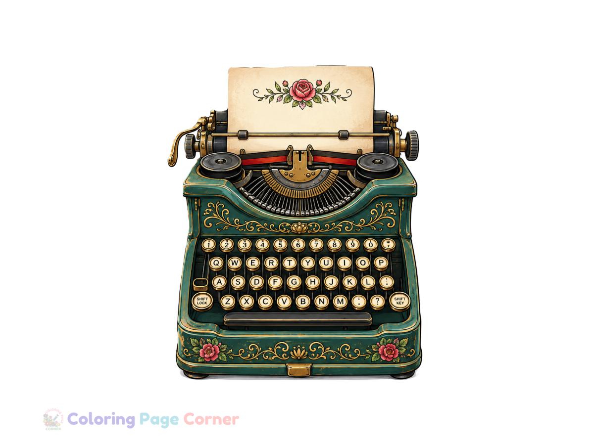 Nostalgic Vintage Typewriter Coloring Page