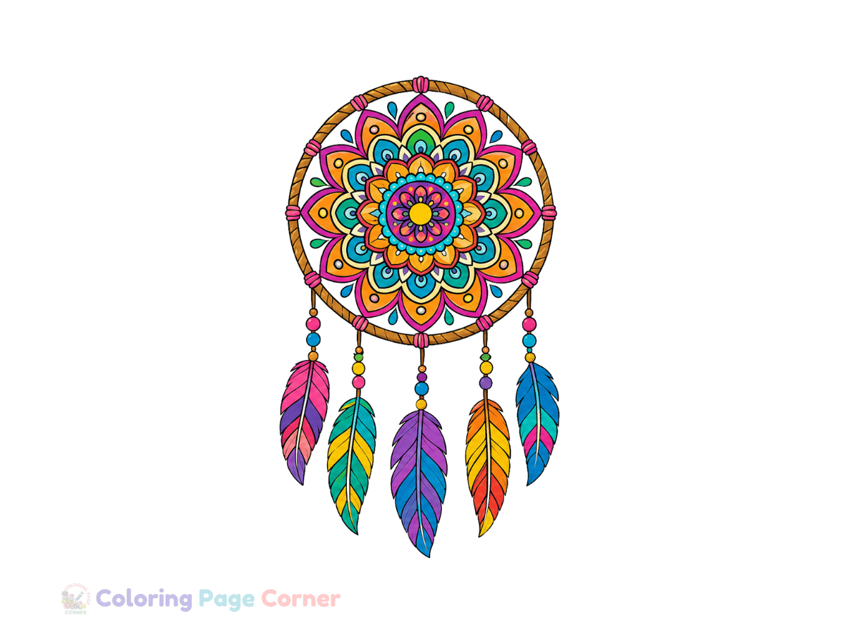 Free Dreamcatcher Style Mandala Coloring Page