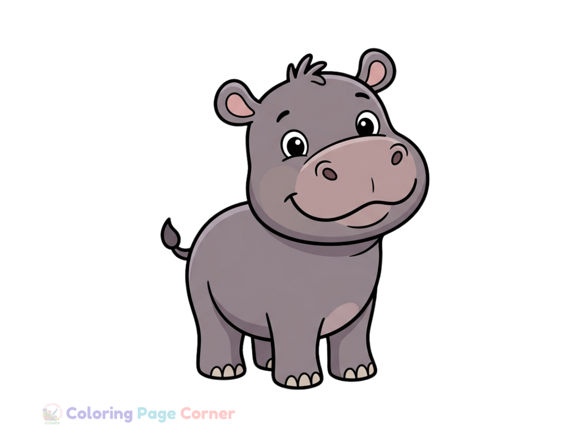 Printable Hippopotamus in the River Coloring Page