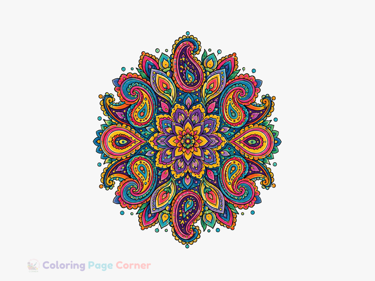 Free Paisley Mandala Coloring Page