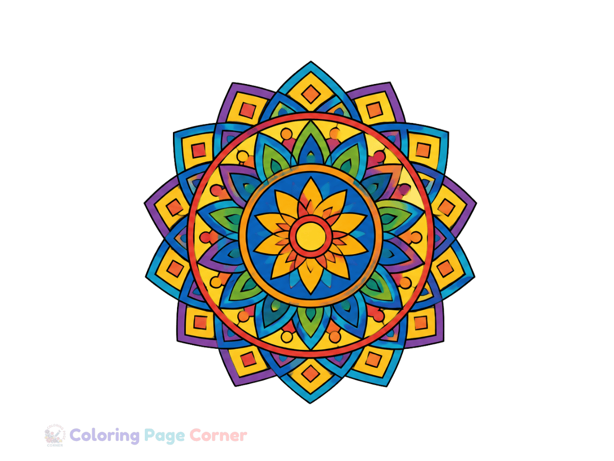 Free Geometric Mandala Coloring Page