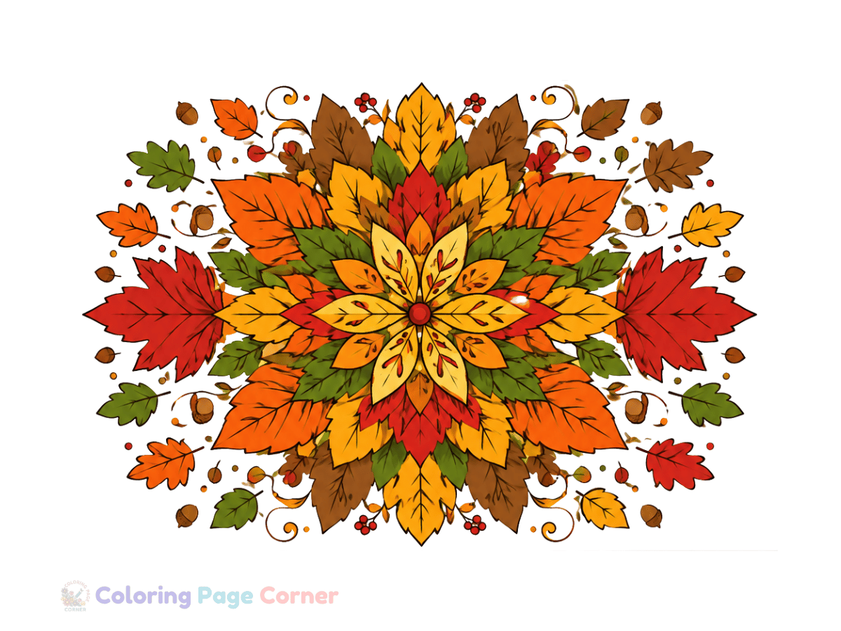 Autumn Leaf Mandala Coloring Page