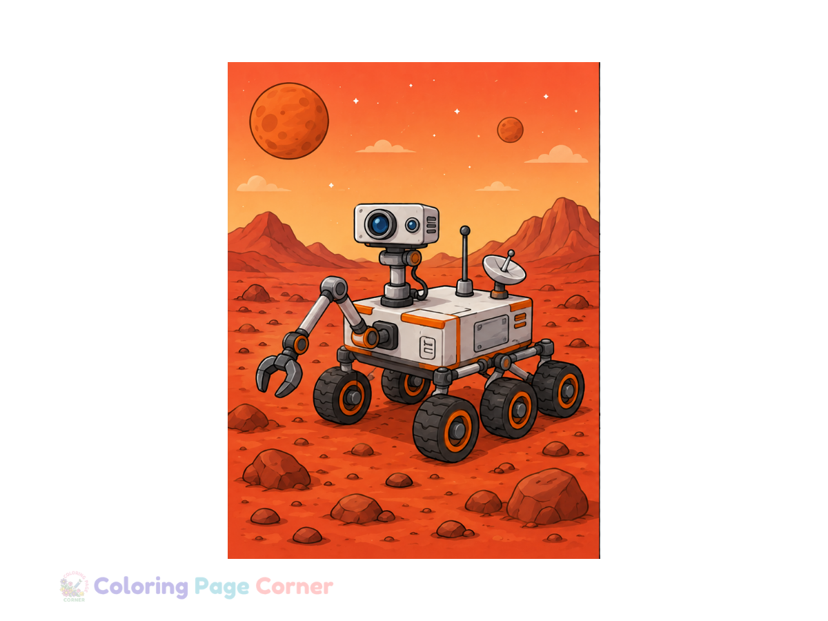 Free Robot Explorer on Mars Coloring Page