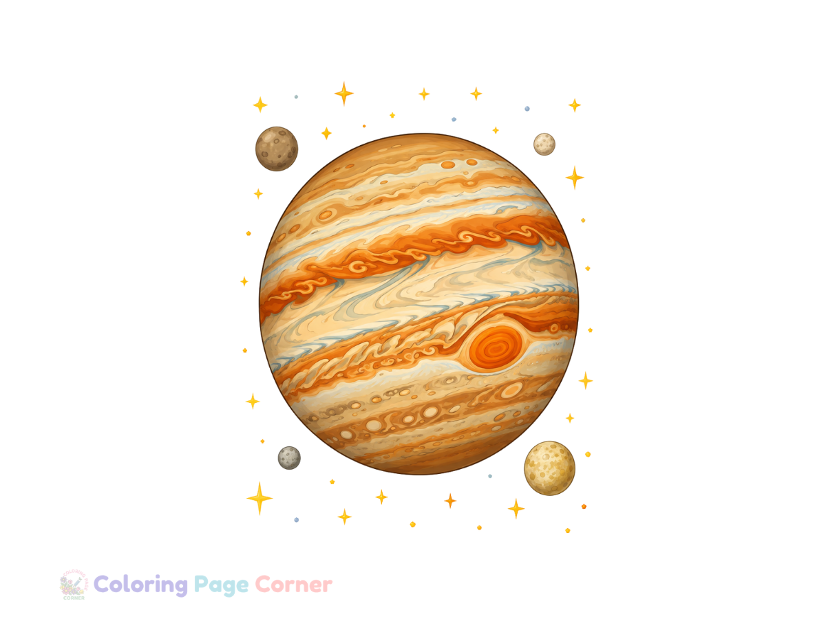 Jupiter the Giant Planet Coloring Page
