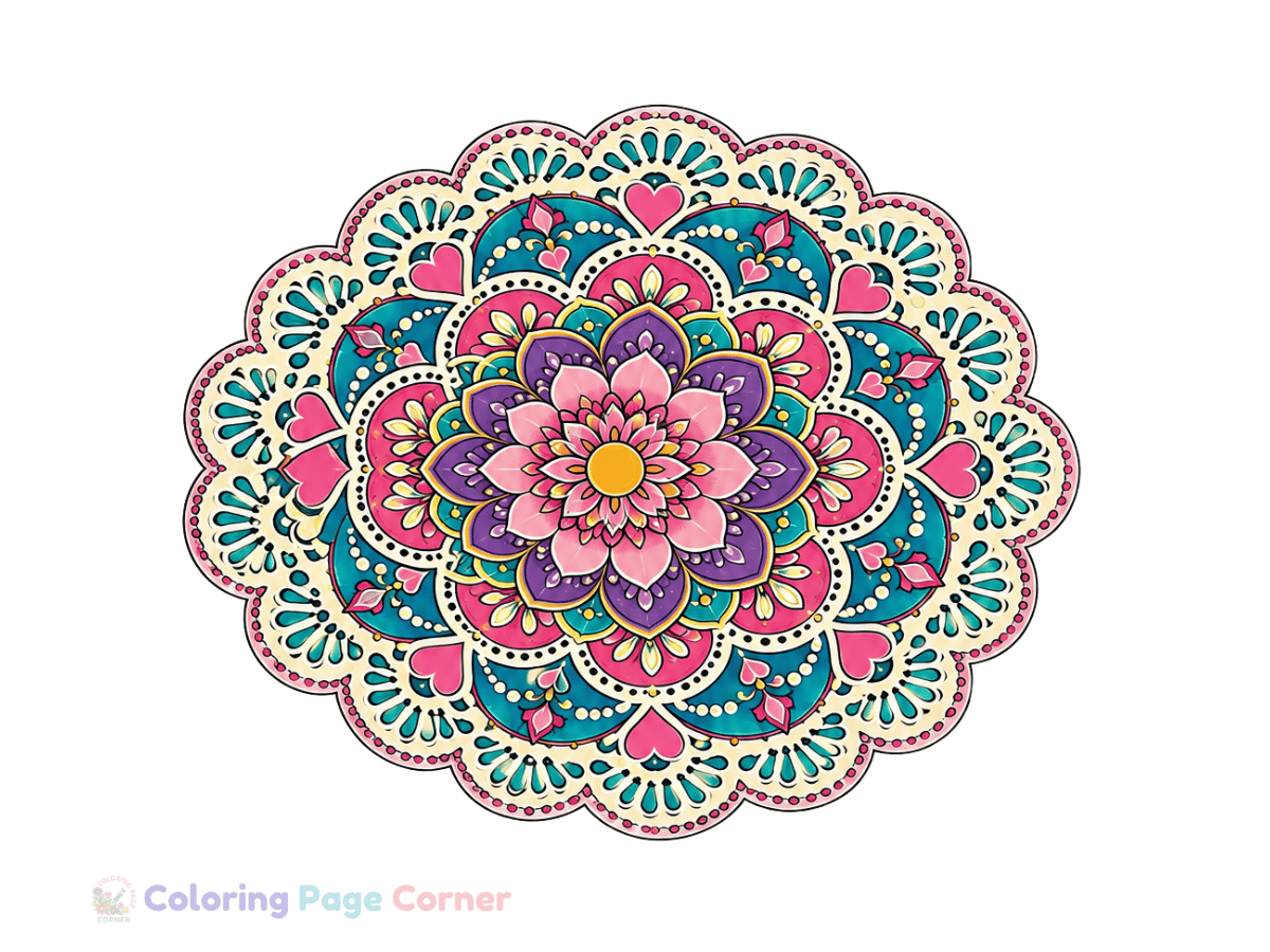 Lace Doily Mandala Coloring Page for Kids