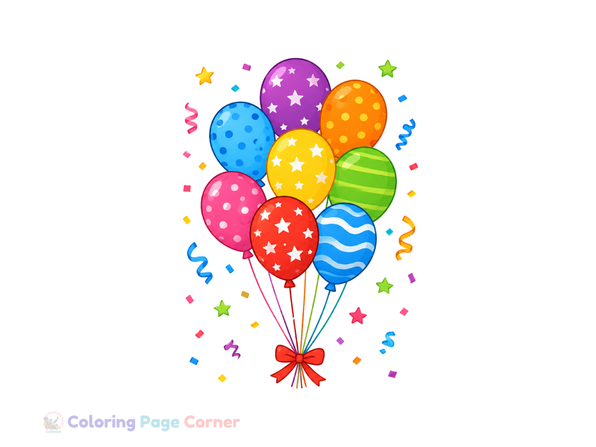 Free Festive Party Balloons Coloring Page