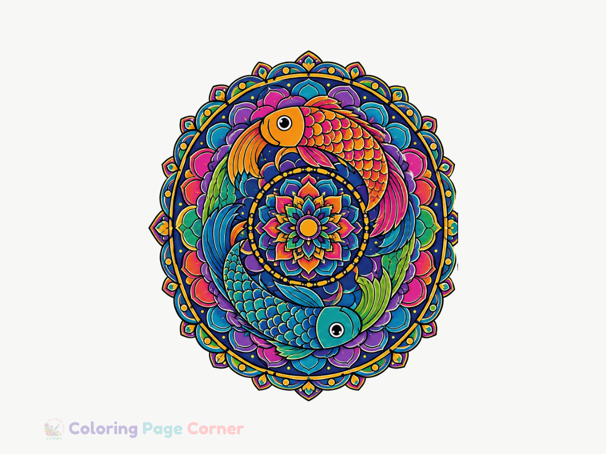 Fish Scale Mandala Coloring Page