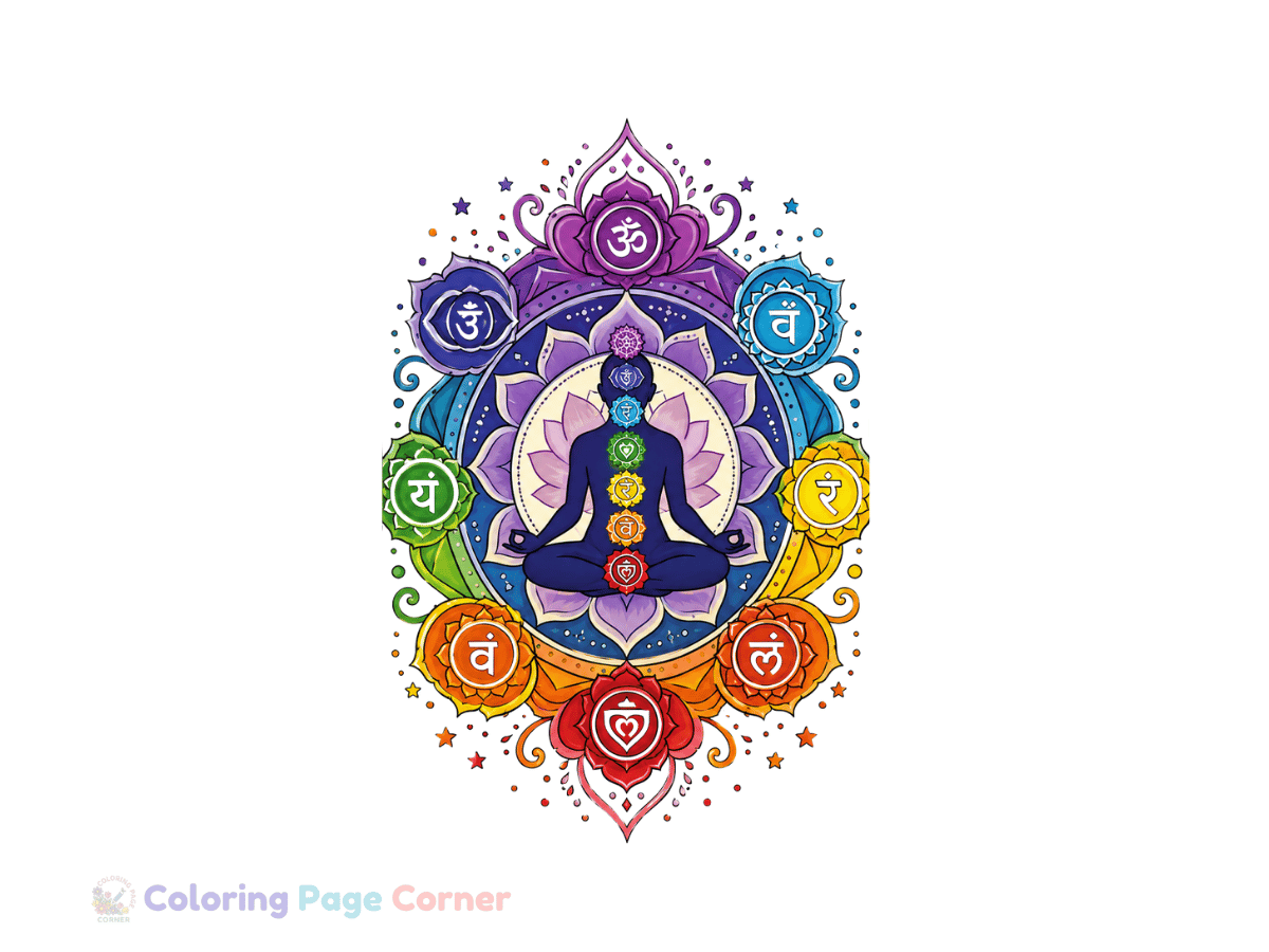 Chakra Mandala Coloring Page for Kids
