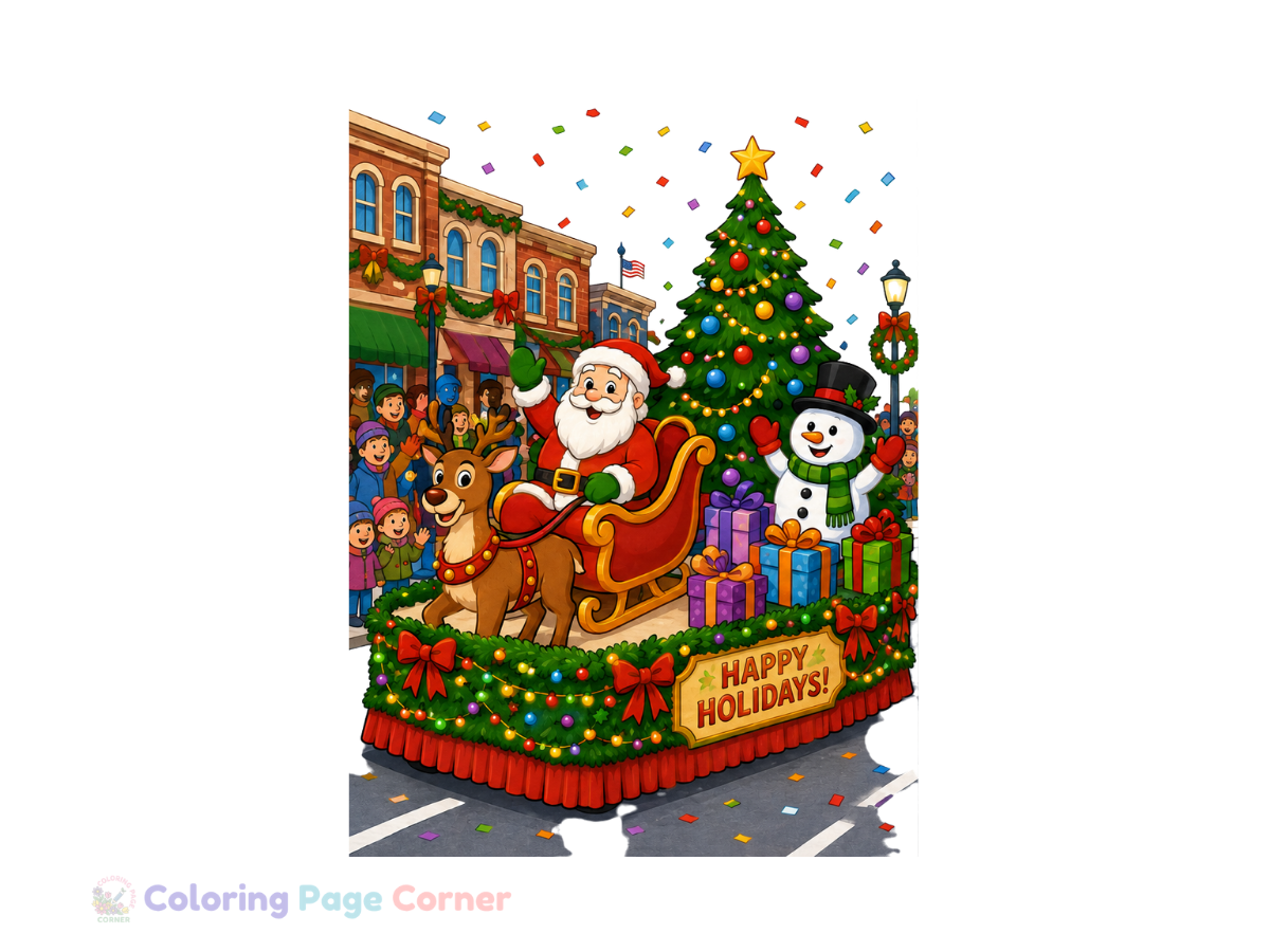 Free Holiday Parade Float Coloring Page