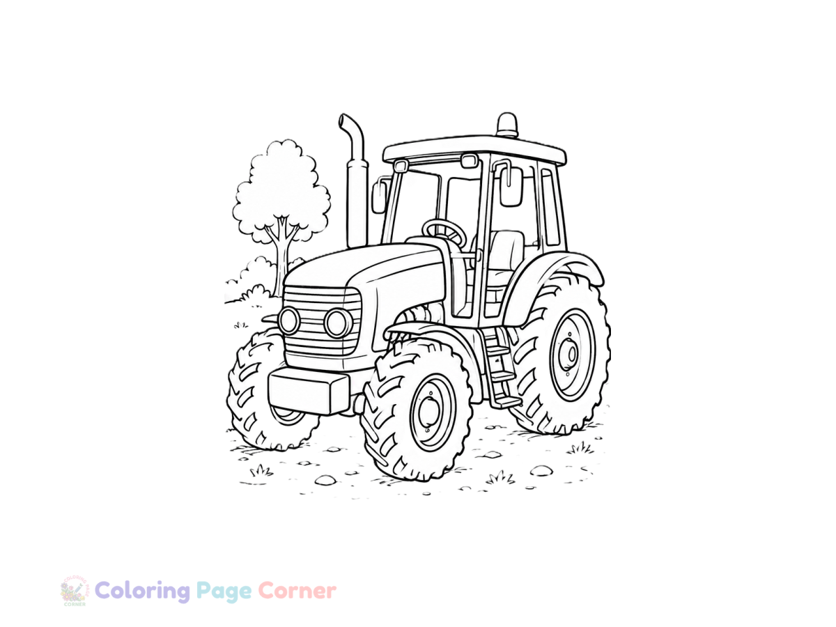 Free Cool Tractor Coloring Page outline
