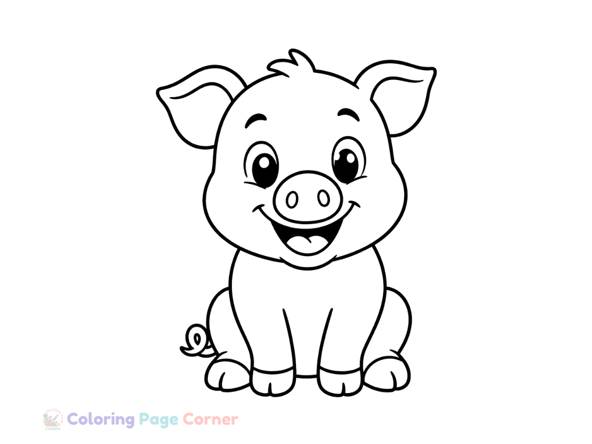 Free Baby Piglet Coloring Page outline
