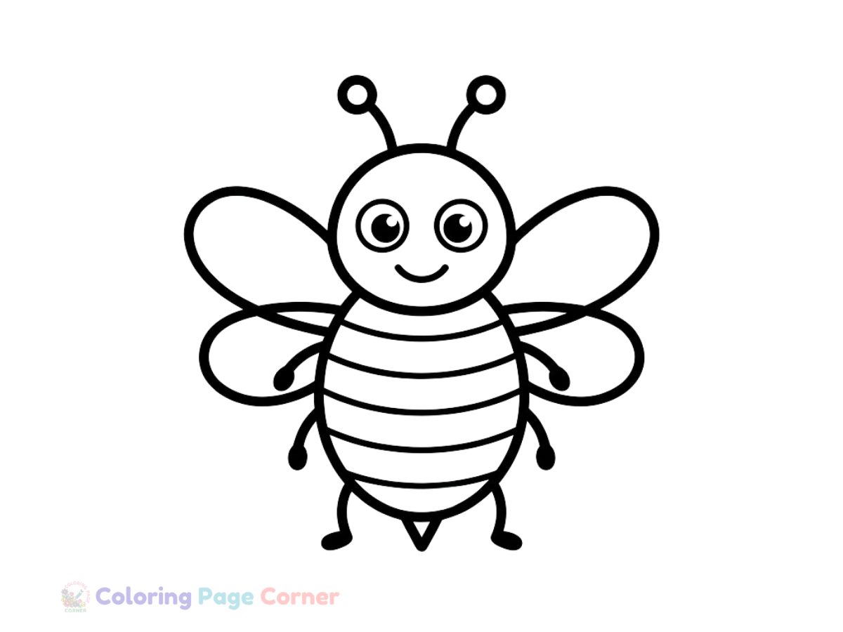 Printable Bee Hive with Busy Bees Coloring Page outline