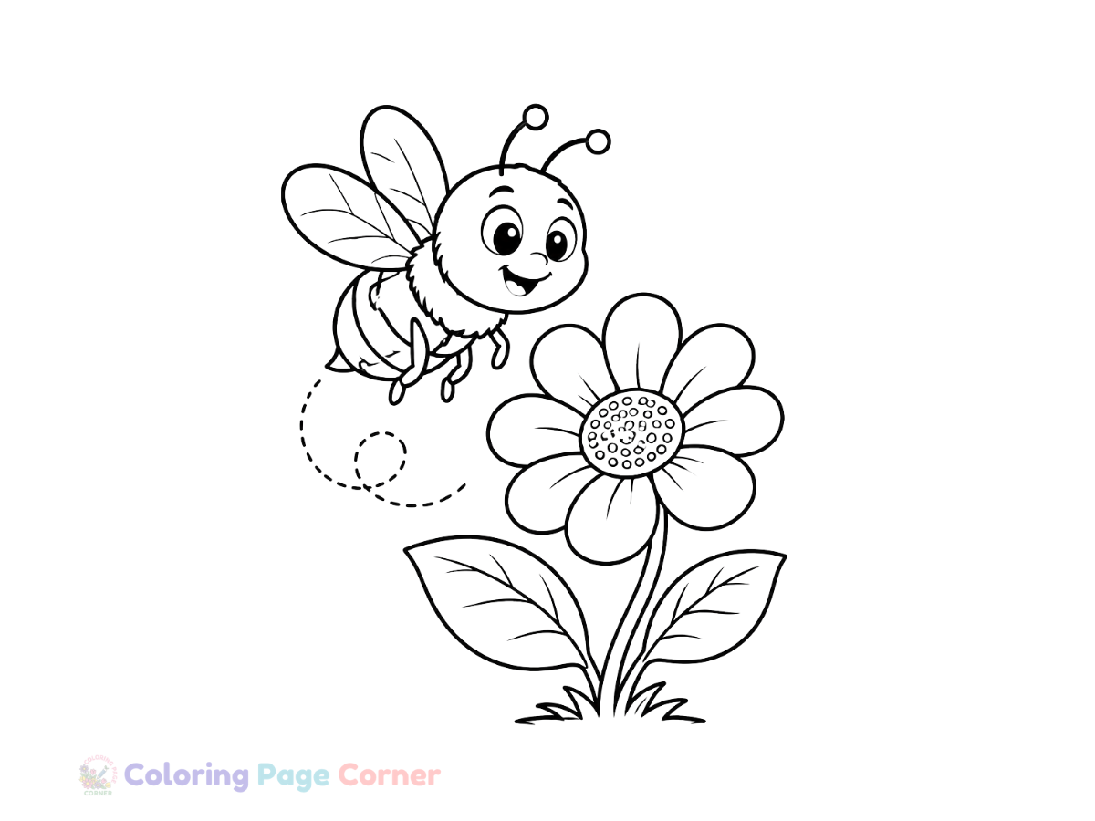 Busy Bumblebee Coloring Page for Kids outline