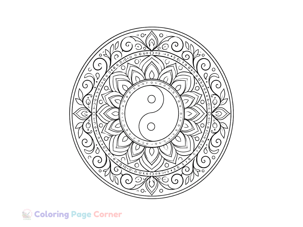 Zen Circle Mandala Coloring Page outline