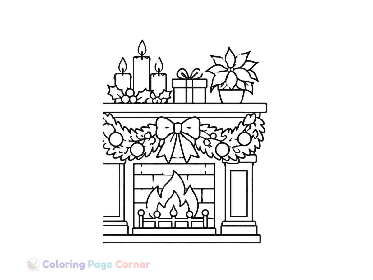 Holiday Garland Decoration Coloring Page for Kids outline